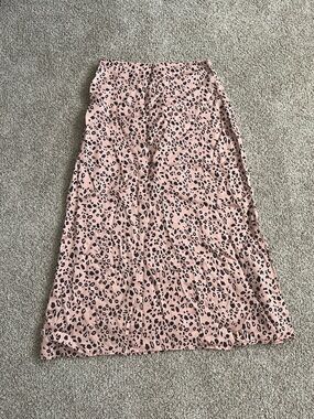Reformation Silk Leopard Midi Skirt
